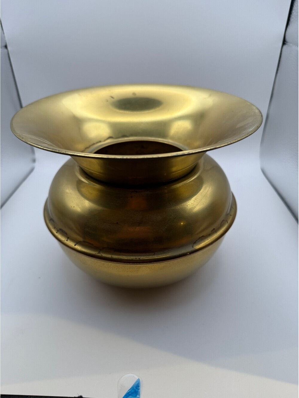 Vintage Solid Brass Spittoon Cuspidor Made in England 10" Wide Pub Decor